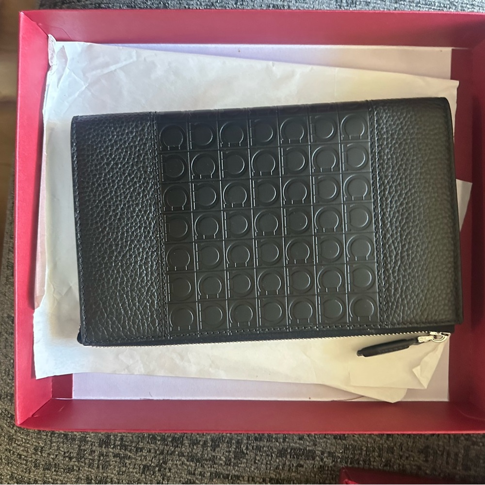 Salvatore Ferragamo Black Embossed Travel Bag
